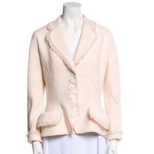 Vintage Christian Dior Vintage John Galliano‎ Fringed Wool Blazer Cream/Ivory 8